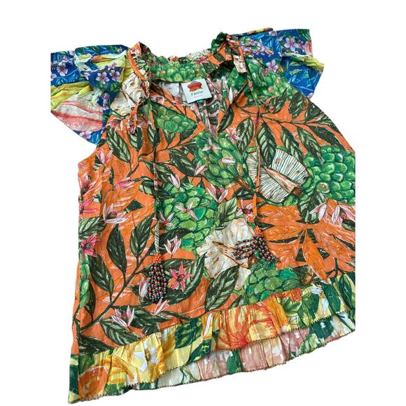 FARM Rio Caipirinha Ruffled Flutter Sleeve Blouse Multicolor Size XS - Picture 6 of 12